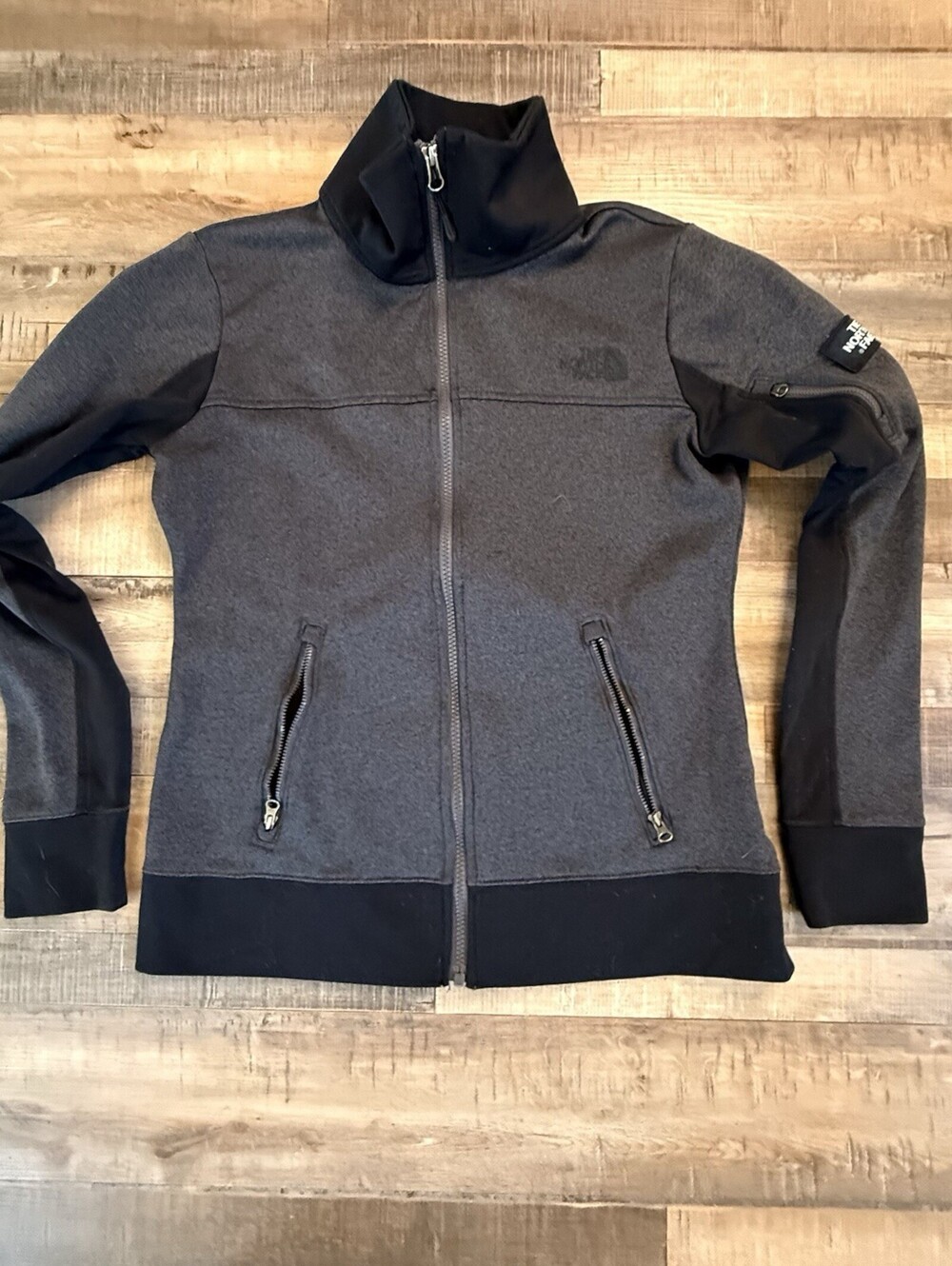 The North Face Women Jacket Stretch Full Zip Fitted Fit Sz M Dark Gray/Black‎